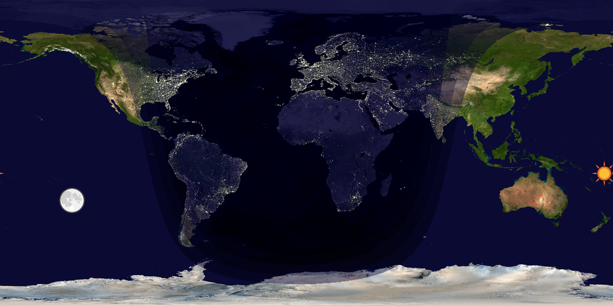 Verdenskart som viser dag og natt 