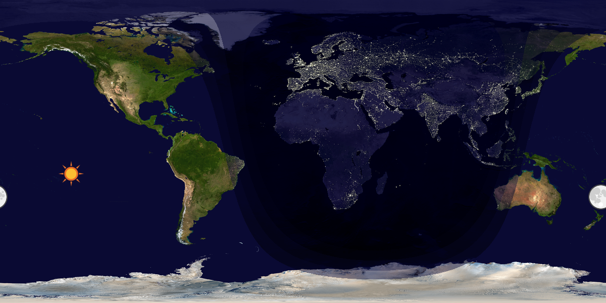 Verdenskart som viser dag og natt 