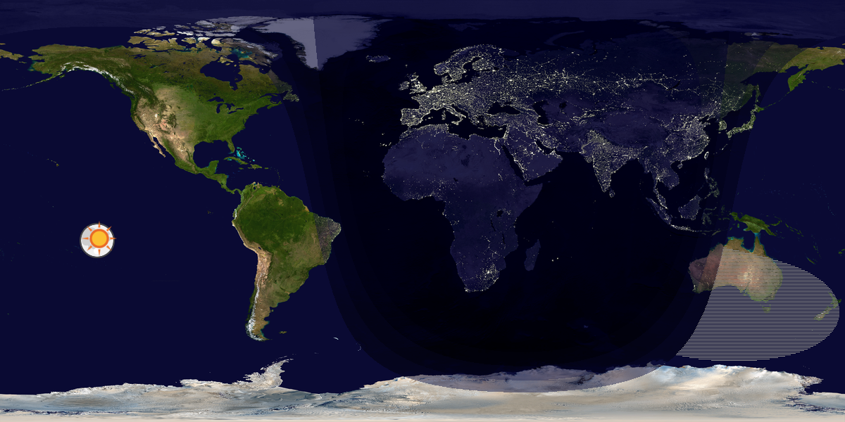 Verdenskart som viser dag og natt 