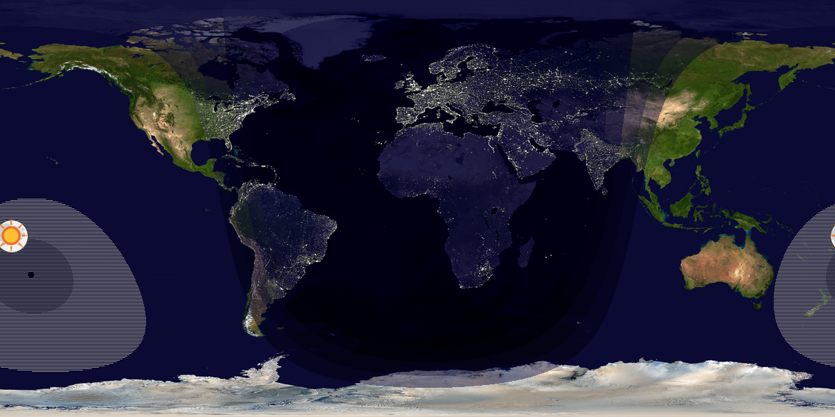 Verdenskart som viser dag og natt 