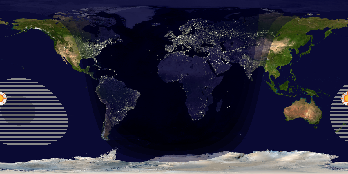 Verdenskart som viser dag og natt 
