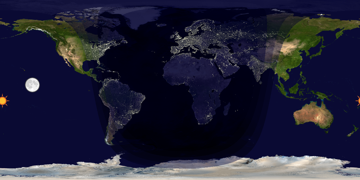 Verdenskart som viser dag og natt 