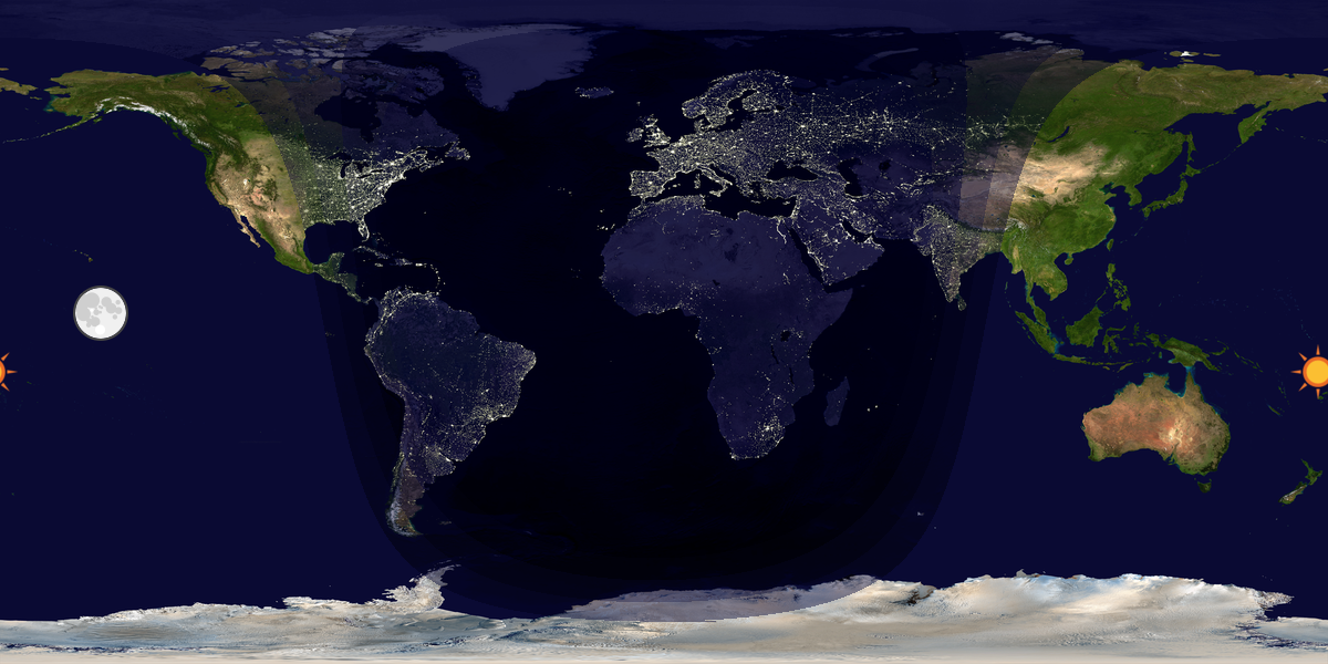 Verdenskart som viser dag og natt 